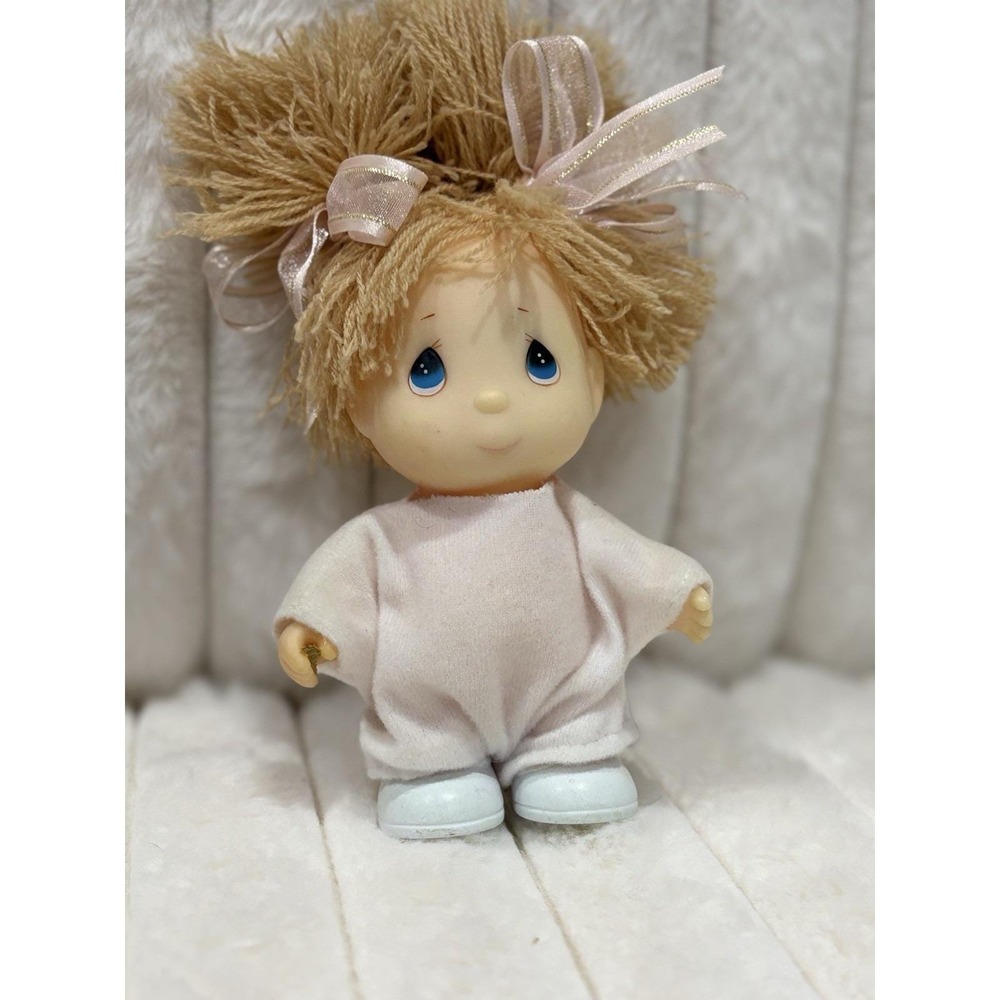 Vintage 1994 Precious Moments Hi Babies Doll Blonde Hair Pink Pajamas Enesco